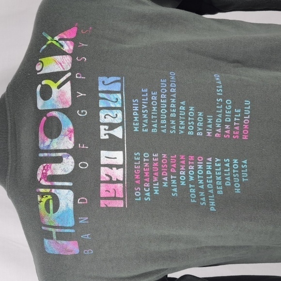 Jimi Hendrix retro 1970 tour double sided graphic grey SM rock band sweatshirt - Picture 4 of 5